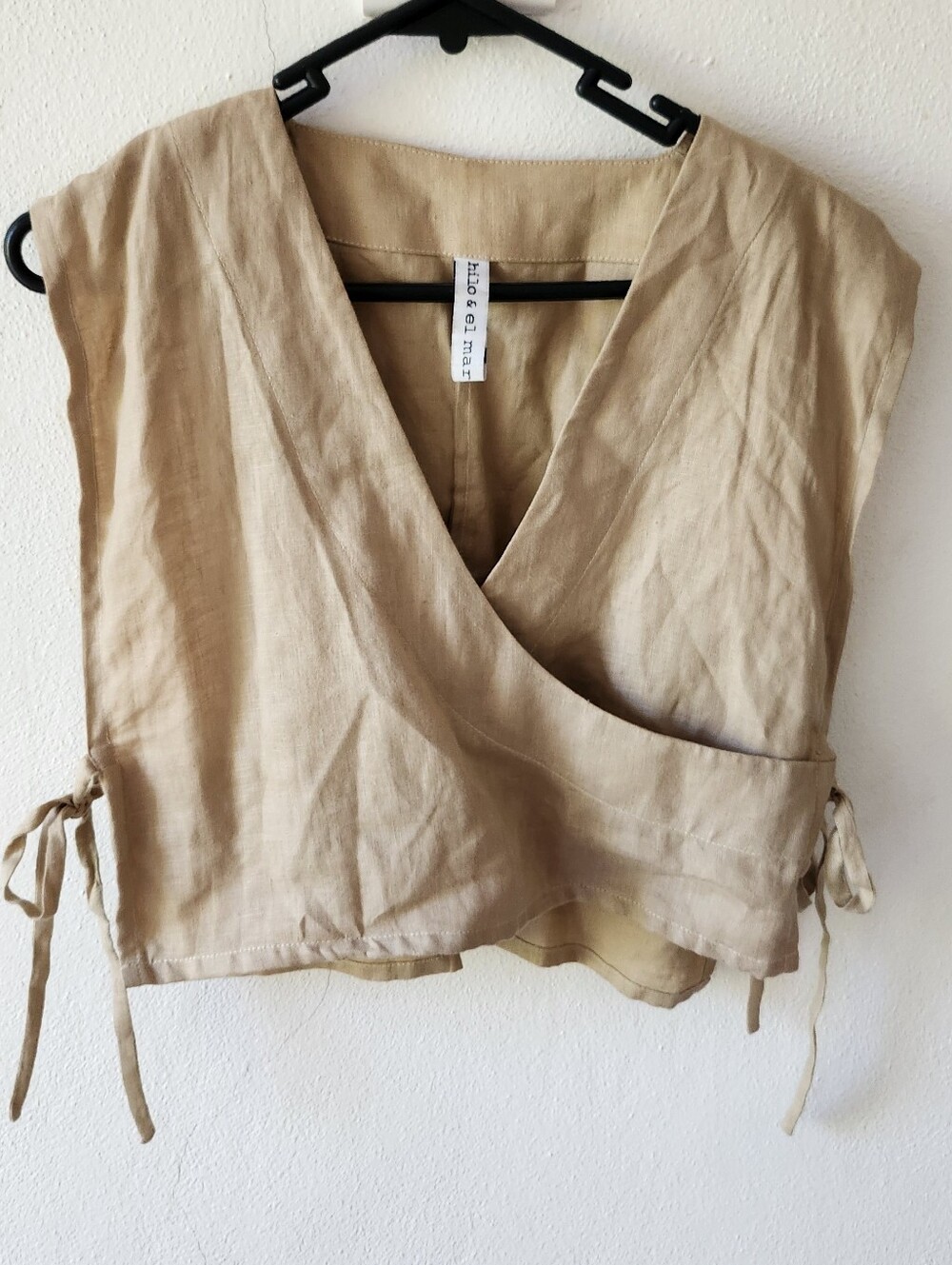 Linen Mexican Designer Hilo Yo Open Side Crop Top